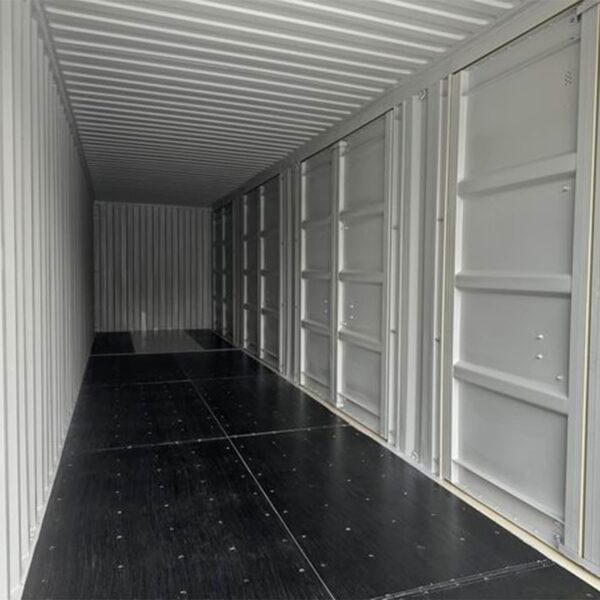 Contenedor High Cube de 40 pies con 4 puertas laterales gris oscuro